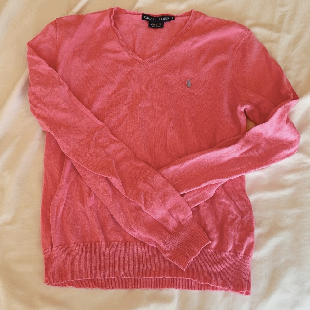 Ralph Lauren Pink V neck Sweater